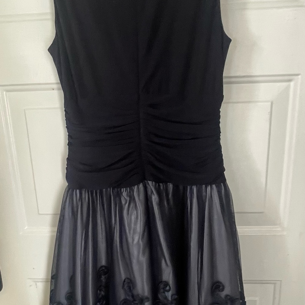 SLNY Black Draped Dress